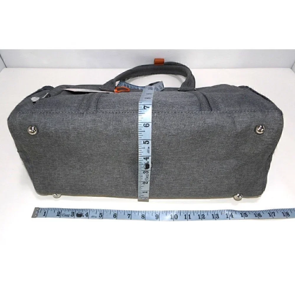 WELAVILA gray fabric diaper bag tote with shoulder strap and changing pad NEW!